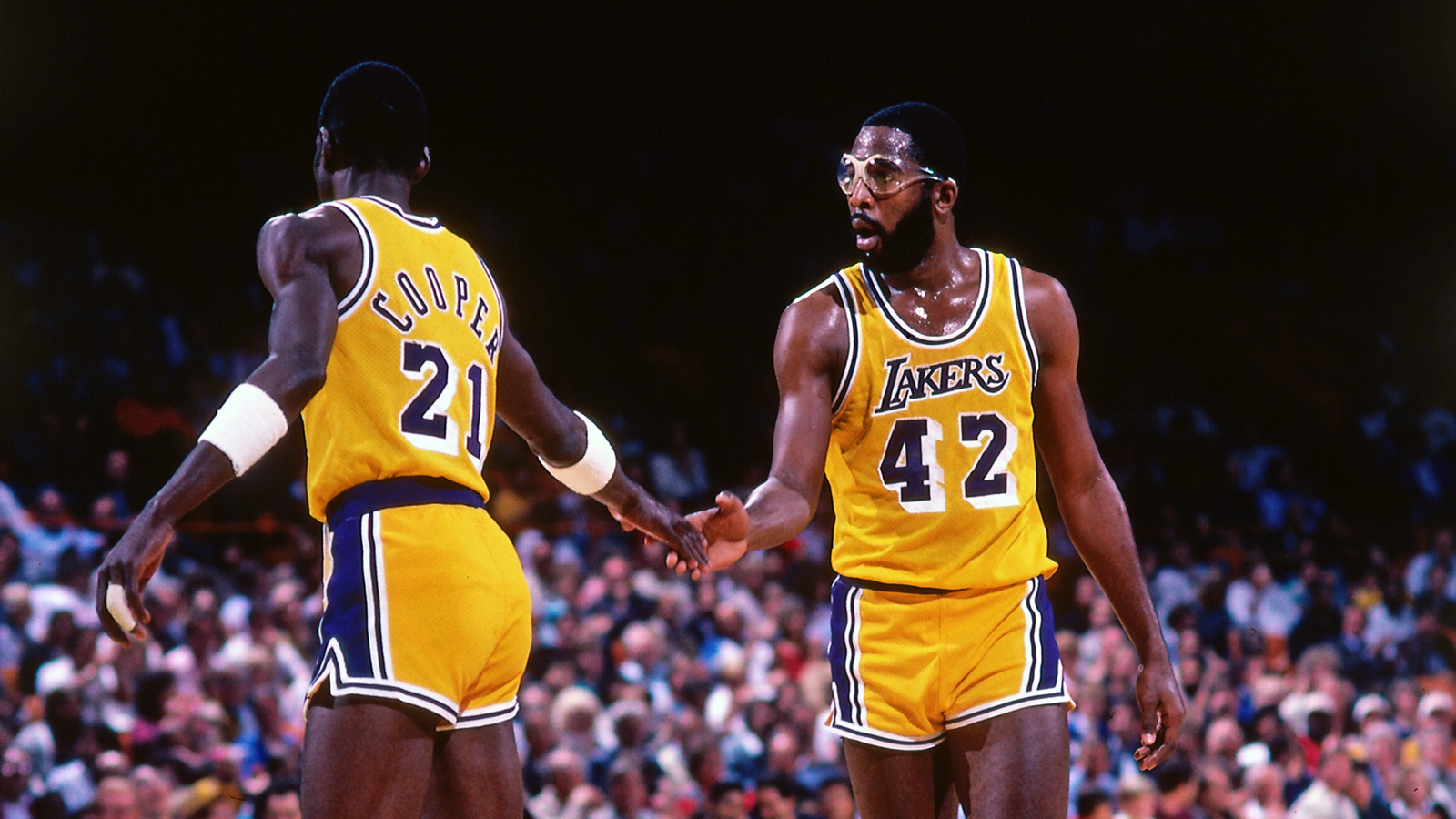 Michael Cooper and James Worthy getting back on defense