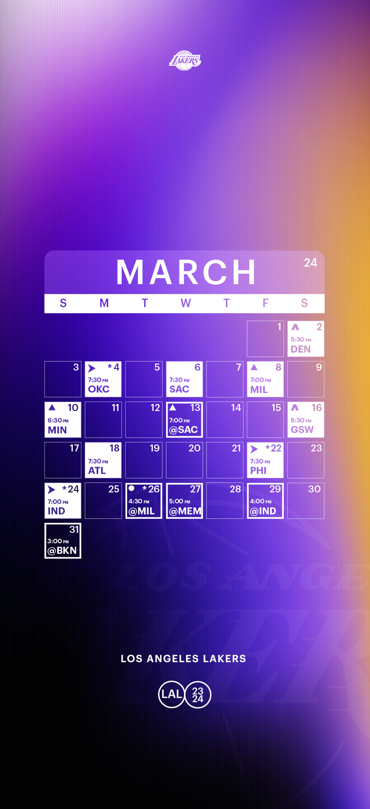 March schedule wallpaper